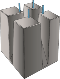Massif candélabres DROIT 6 m – Entr.200×200 Tige 16 – 390kg